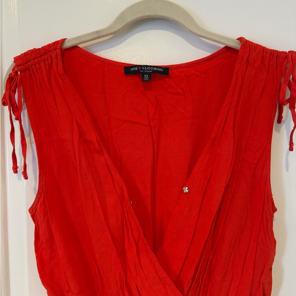 one clothing Red Sleeveless V-Neck Romper - Picture 2 of 4